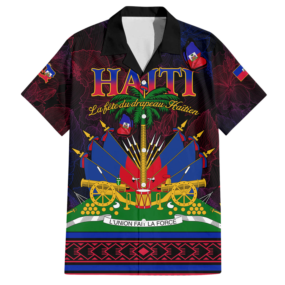 Haitian Flag Day Family Matching Short Sleeve Bodycon Dress and Hawaiian Shirt La fete du drapeau Haitien - Wonder Print Shop