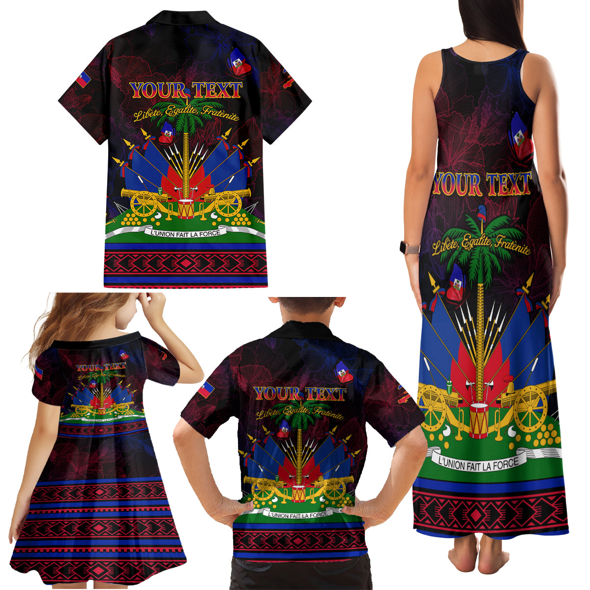 Haitian Flag Day Family Matching Tank Maxi Dress and Hawaiian Shirt La fete du drapeau Haitien - Wonder Print Shop