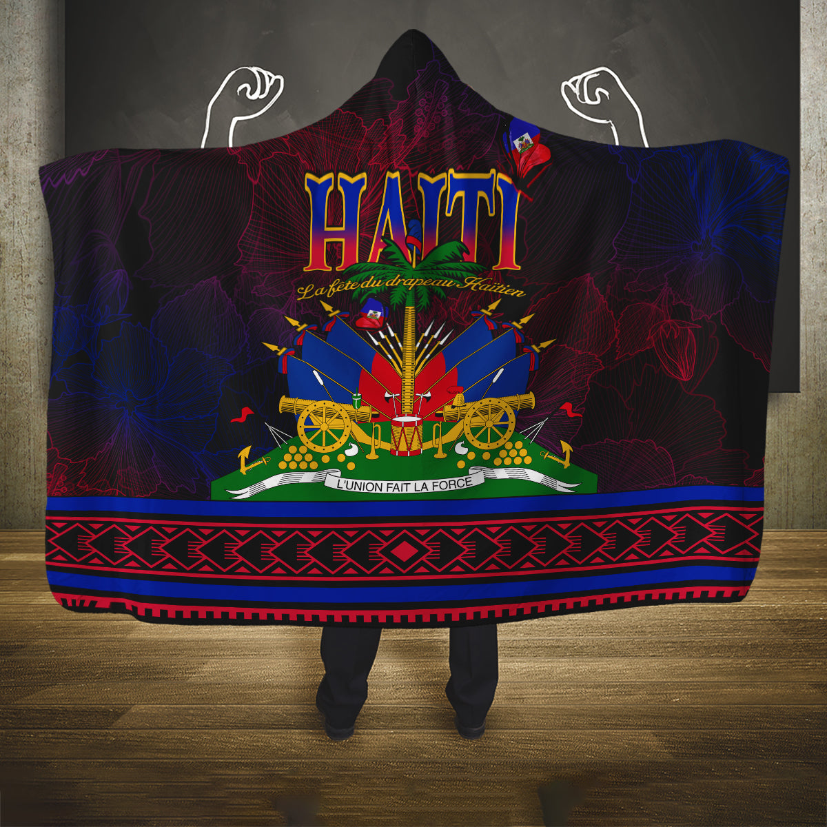 Haitian Flag Day Hooded Blanket La fete du drapeau Haitien