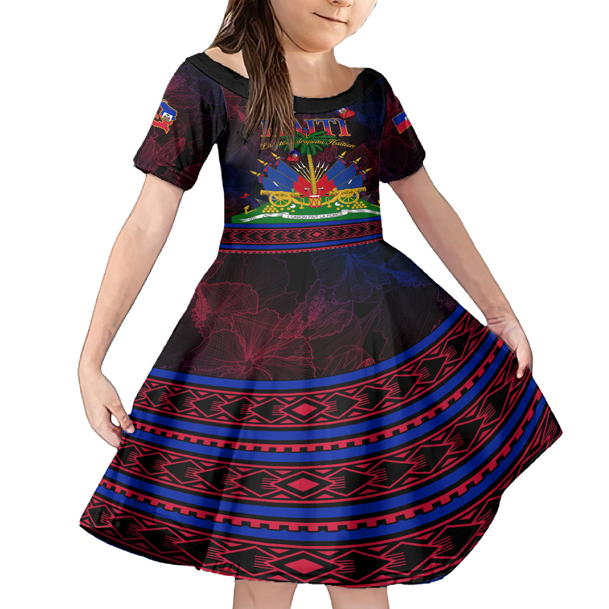 Haitian Flag Day Kid Short Sleeve Dress La fete du drapeau Haitien - Wonder Print Shop