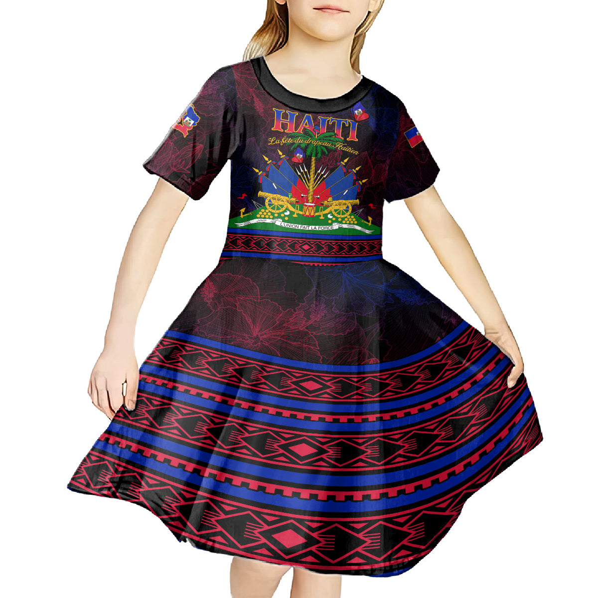 Haitian Flag Day Kid Short Sleeve Dress La fete du drapeau Haitien - Wonder Print Shop
