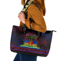Haitian Flag Day Leather Tote Bag La fete du drapeau Haitien - Wonder Print Shop