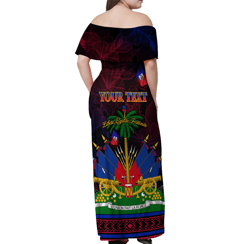 Haitian Flag Day Off Shoulder Maxi Dress La fete du drapeau Haitien - Wonder Print Shop