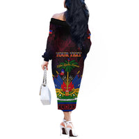 Haitian Flag Day Off The Shoulder Long Sleeve Dress La fete du drapeau Haitien - Wonder Print Shop