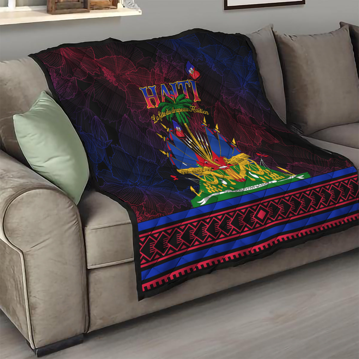 Haitian Flag Day Quilt La fete du drapeau Haitien - Wonder Print Shop
