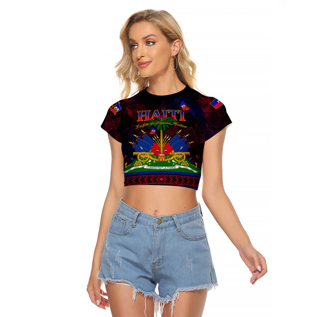 Haitian Flag Day Raglan Cropped T Shirt La fete du drapeau Haitien - Wonder Print Shop