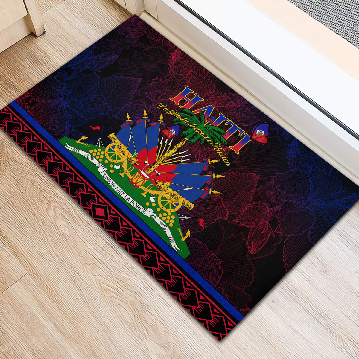 Haitian Flag Day Rubber Doormat La fete du drapeau Haitien - Wonder Print Shop