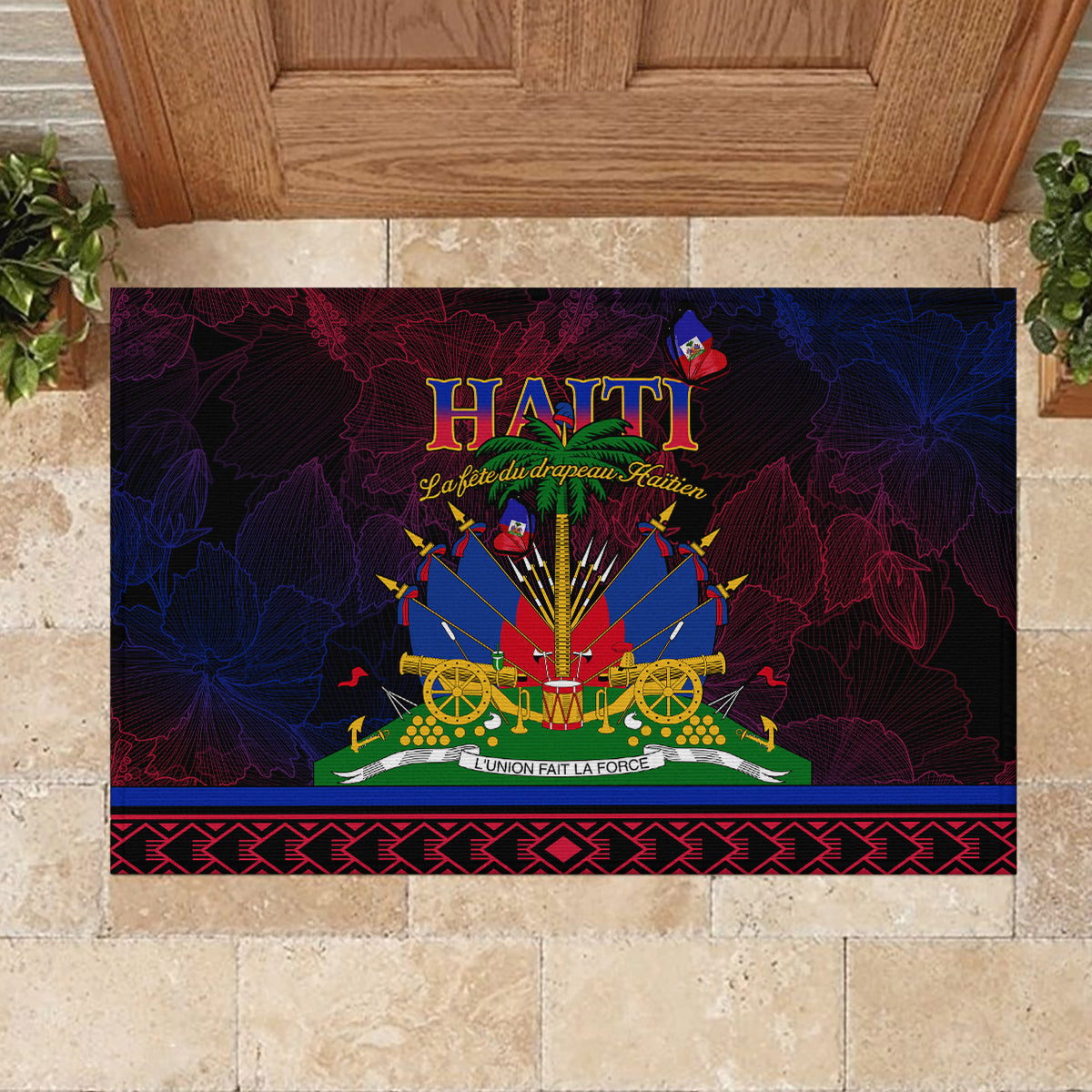 Haitian Flag Day Rubber Doormat La fete du drapeau Haitien - Wonder Print Shop