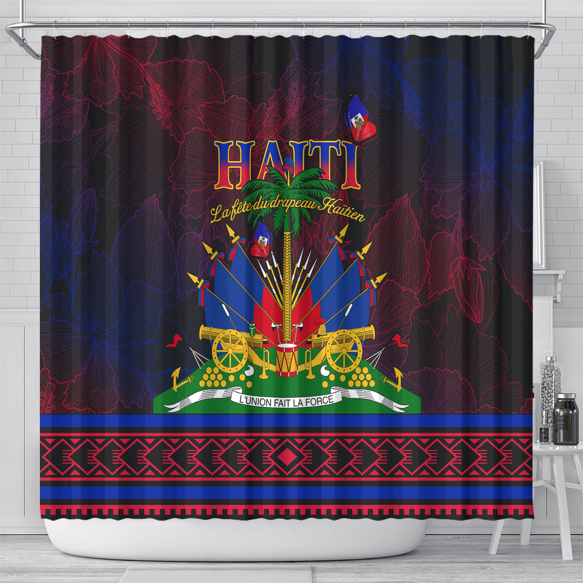 Haitian Flag Day Shower Curtain La fete du drapeau Haitien