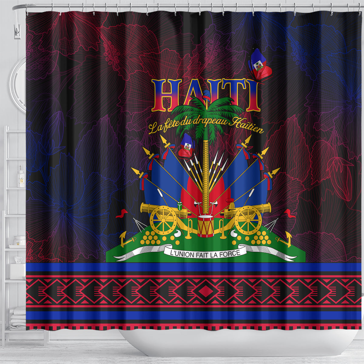 Haitian Flag Day Shower Curtain La fete du drapeau Haitien