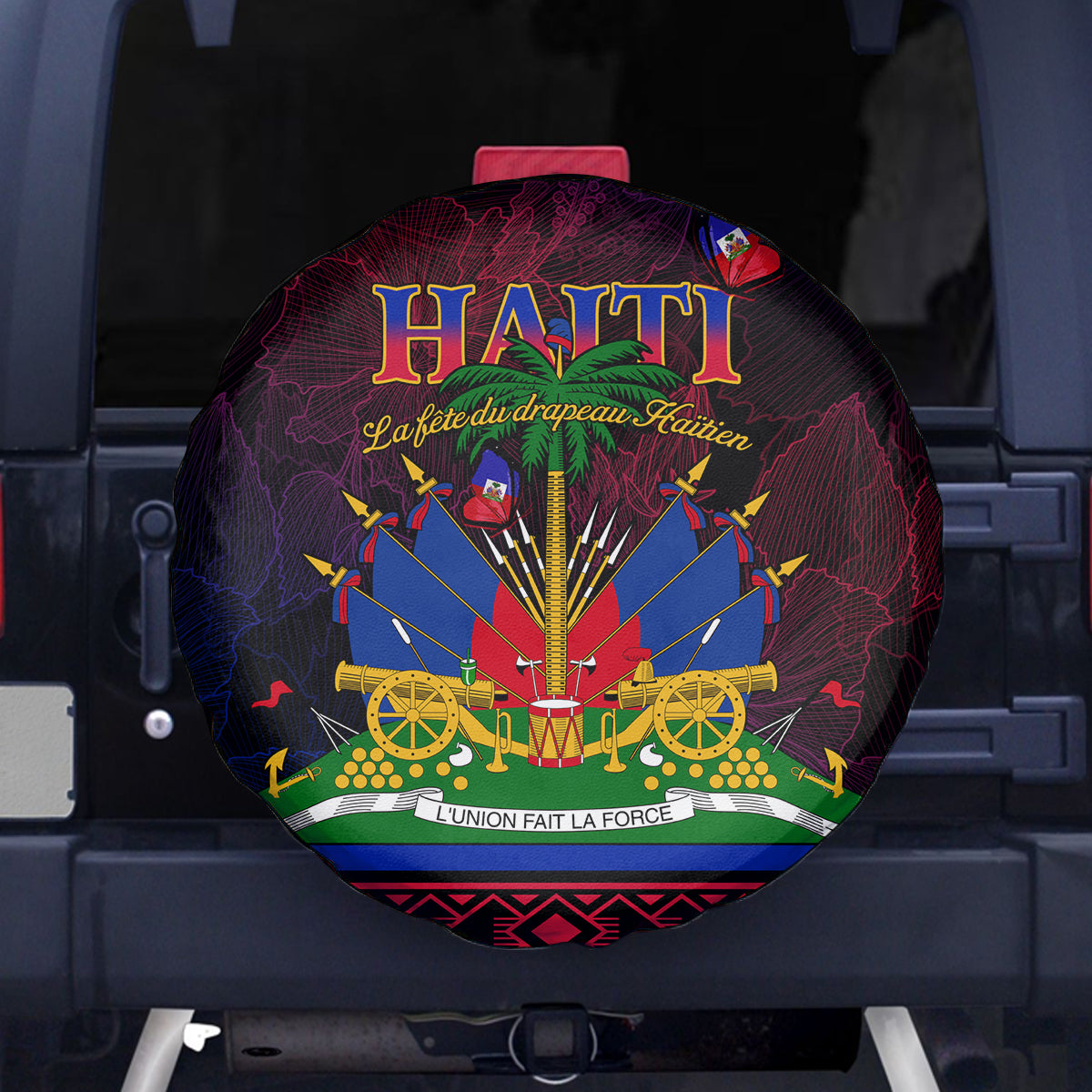 Haitian Flag Day Spare Tire Cover La fete du drapeau Haitien - Wonder Print Shop