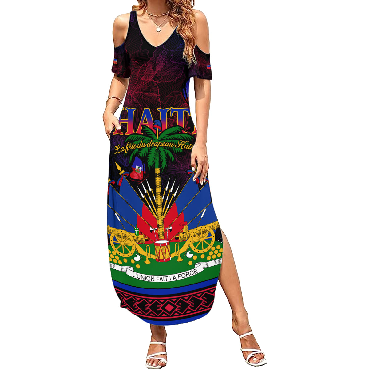 Haitian Flag Day Summer Maxi Dress La fete du drapeau Haitien