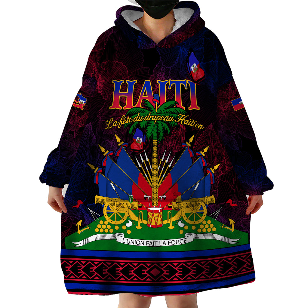Haitian Flag Day Wearable Blanket Hoodie La fete du drapeau Haitien - Wonder Print Shop