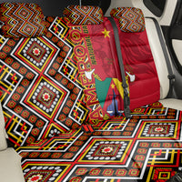 Cameroon National Day Back Car Seat Cover Cameroun Coat Of Arms Ankara Pattern - Wonder Print Shop