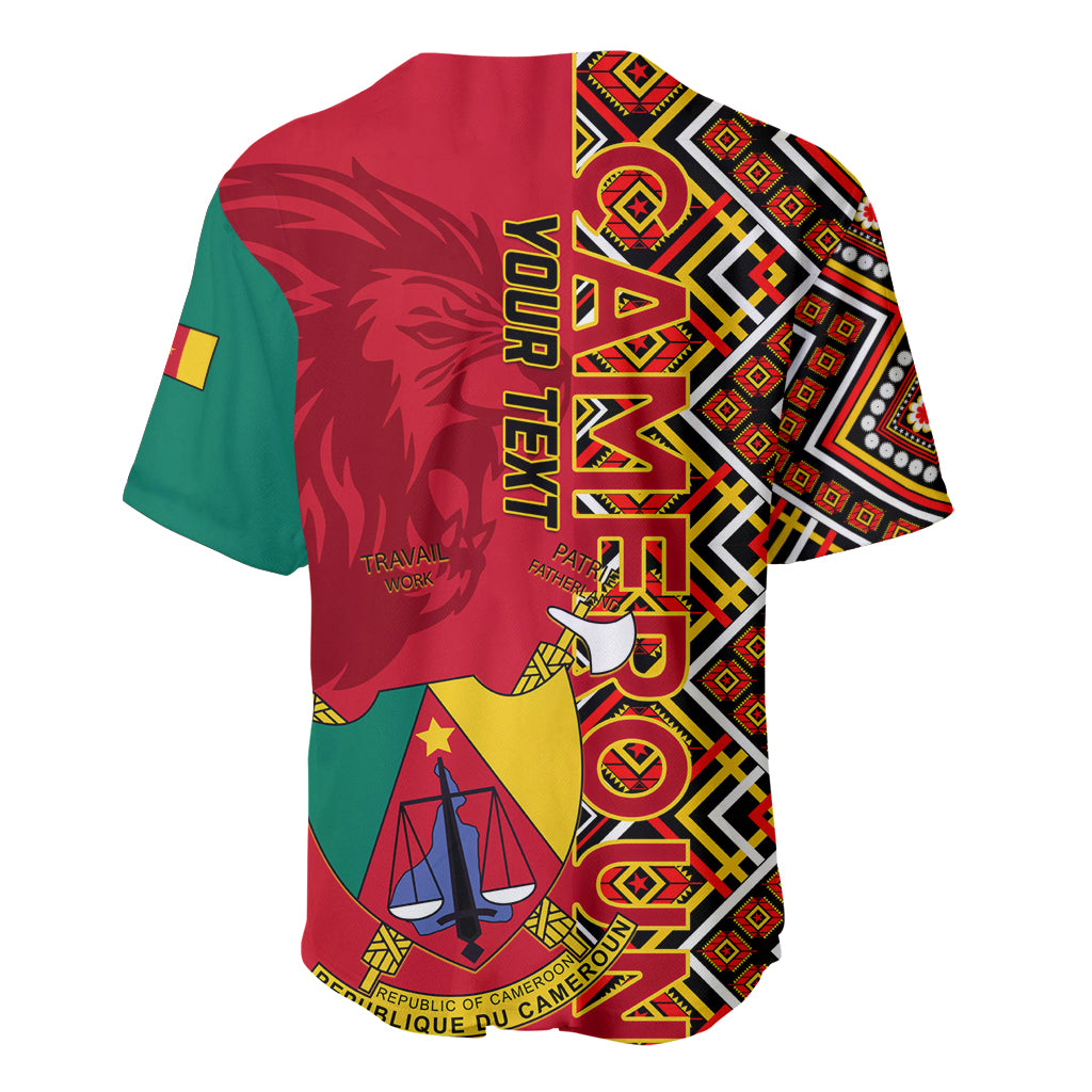 Cameroon National Day Baseball Jersey Cameroun Coat Of Arms Ankara Pattern - Wonder Print Shop
