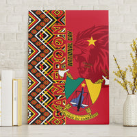 Cameroon National Day Canvas Wall Art Cameroun Coat Of Arms Ankara Pattern - Wonder Print Shop