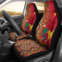 Cameroon National Day Car Seat Cover Cameroun Coat Of Arms Ankara Pattern - Wonder Print Shop
