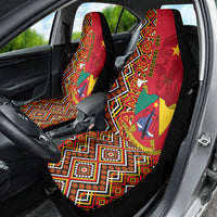 Cameroon National Day Car Seat Cover Cameroun Coat Of Arms Ankara Pattern - Wonder Print Shop