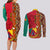 Cameroon National Day Couples Matching Long Sleeve Bodycon Dress and Long Sleeve Button Shirt Cameroun Coat Of Arms Ankara Pattern - Wonder Print Shop