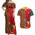 Cameroon National Day Couples Matching Off Shoulder Maxi Dress and Hawaiian Shirt Cameroun Coat Of Arms Ankara Pattern