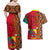 Cameroon National Day Couples Matching Off Shoulder Maxi Dress and Hawaiian Shirt Cameroun Coat Of Arms Ankara Pattern - Wonder Print Shop