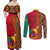 Cameroon National Day Couples Matching Off Shoulder Maxi Dress and Long Sleeve Button Shirt Cameroun Coat Of Arms Ankara Pattern