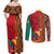 Cameroon National Day Couples Matching Off Shoulder Maxi Dress and Long Sleeve Button Shirt Cameroun Coat Of Arms Ankara Pattern - Wonder Print Shop