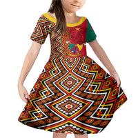 Cameroon National Day Family Matching Mermaid Dress and Hawaiian Shirt Cameroun Coat Of Arms Ankara Pattern - Wonder Print Shop