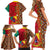 Cameroon National Day Family Matching Short Sleeve Bodycon Dress and Hawaiian Shirt Cameroun Coat Of Arms Ankara Pattern - Wonder Print Shop