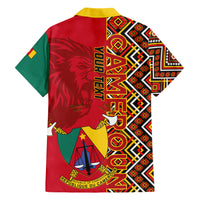 Cameroon National Day Family Matching Short Sleeve Bodycon Dress and Hawaiian Shirt Cameroun Coat Of Arms Ankara Pattern - Wonder Print Shop