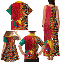 Cameroon National Day Family Matching Tank Maxi Dress and Hawaiian Shirt Cameroun Coat Of Arms Ankara Pattern - Wonder Print Shop