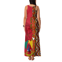 Cameroon National Day Family Matching Tank Maxi Dress and Hawaiian Shirt Cameroun Coat Of Arms Ankara Pattern - Wonder Print Shop