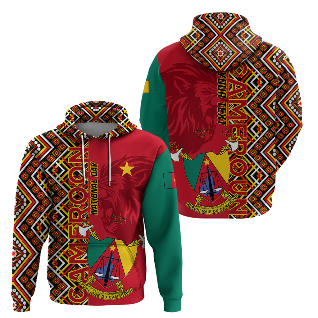 Cameroon National Day Hoodie Cameroun Coat Of Arms Ankara Pattern - Wonder Print Shop