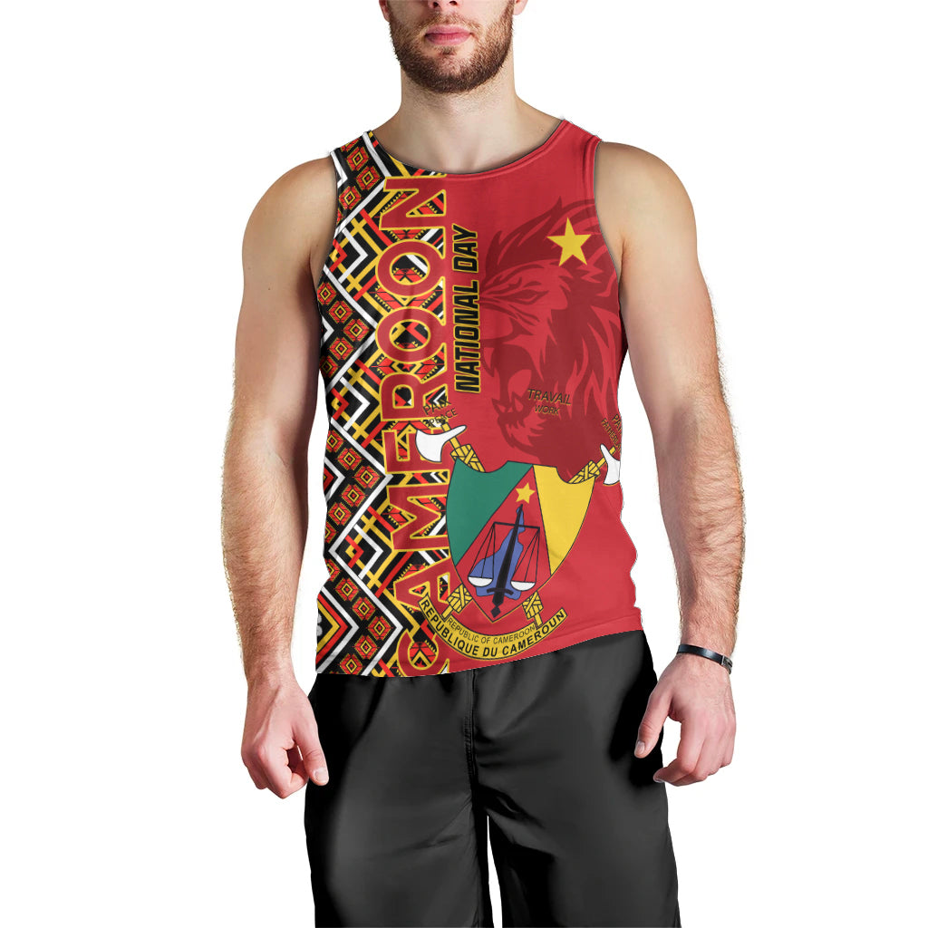 Cameroon National Day Men Tank Top Cameroun Coat Of Arms Ankara Pattern - Wonder Print Shop