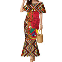 Cameroon National Day Mermaid Dress Cameroun Coat Of Arms Ankara Pattern - Wonder Print Shop