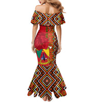 Cameroon National Day Mermaid Dress Cameroun Coat Of Arms Ankara Pattern - Wonder Print Shop