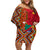 Cameroon National Day Off Shoulder Short Dress Cameroun Coat Of Arms Ankara Pattern