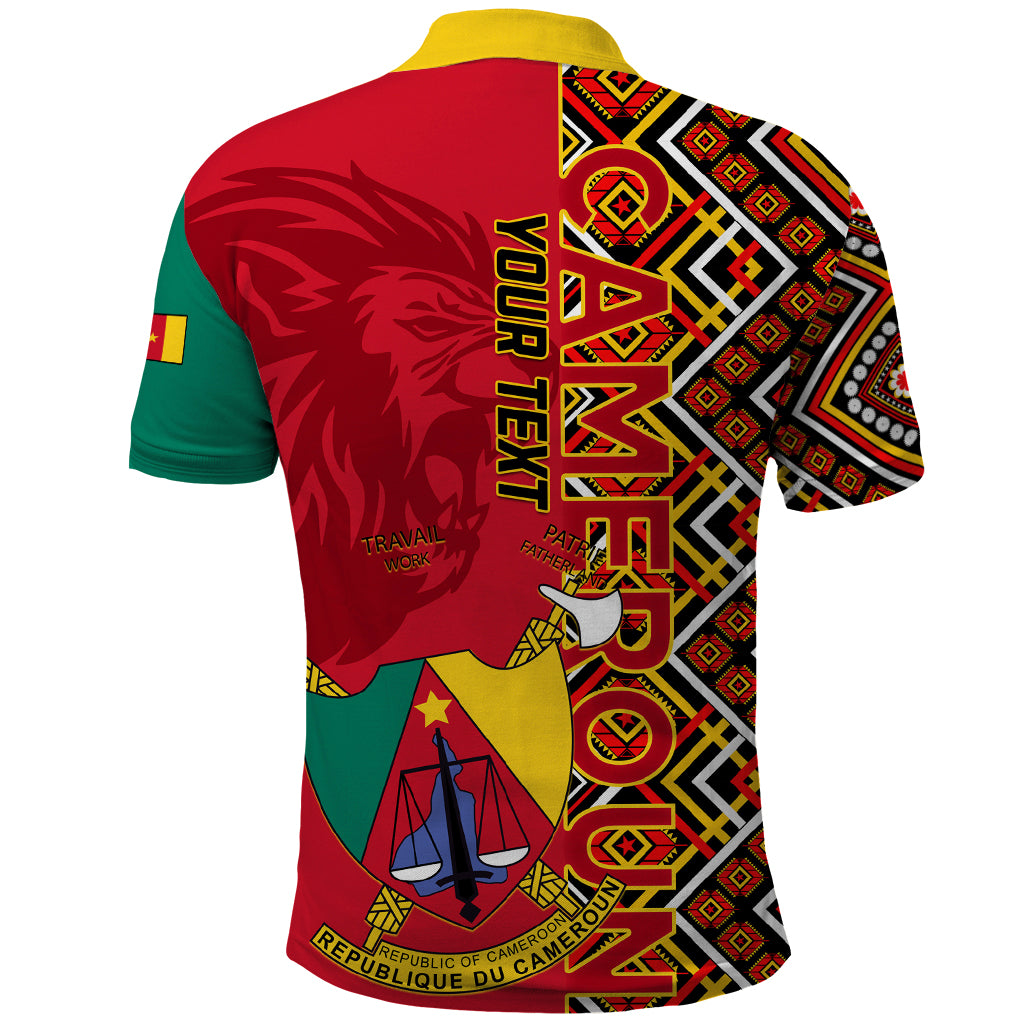 Cameroon National Day Polo Shirt Cameroun Coat Of Arms Ankara Pattern - Wonder Print Shop