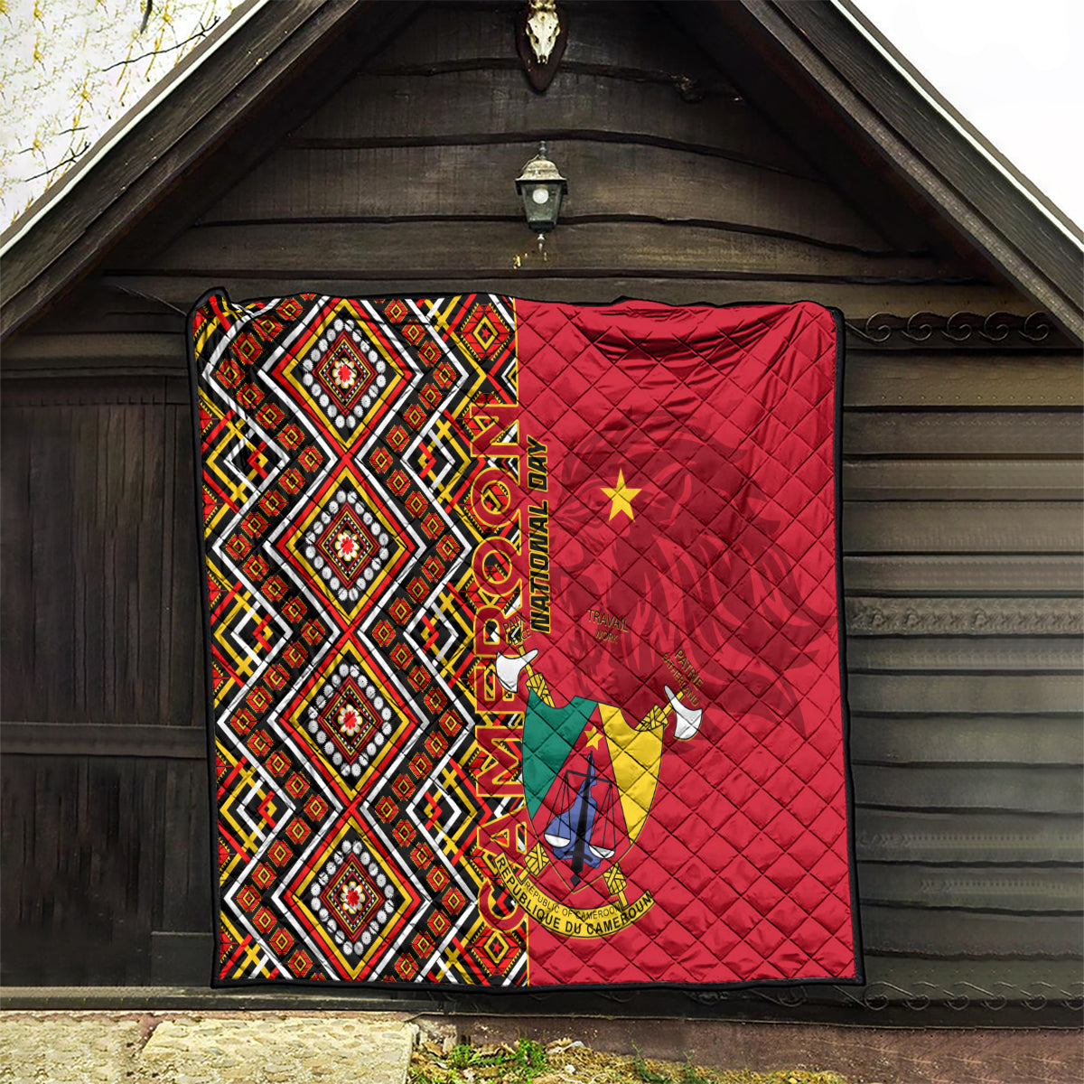 Cameroon National Day Quilt Cameroun Coat Of Arms Ankara Pattern - Wonder Print Shop