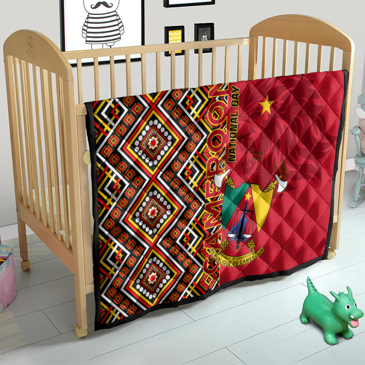Cameroon National Day Quilt Cameroun Coat Of Arms Ankara Pattern - Wonder Print Shop