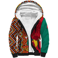 Cameroon National Day Sherpa Hoodie Cameroun Coat Of Arms Ankara Pattern - Wonder Print Shop