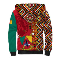 Cameroon National Day Sherpa Hoodie Cameroun Coat Of Arms Ankara Pattern - Wonder Print Shop