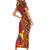 Cameroon National Day Short Sleeve Bodycon Dress Cameroun Coat Of Arms Ankara Pattern