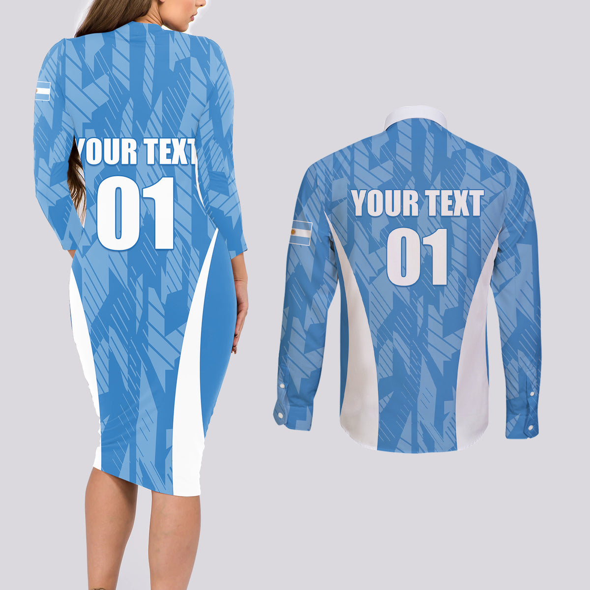 Personalized Argentina 2024 Couples Matching Long Sleeve Bodycon Dress and Long Sleeve Button Shirt Vamos La Albiceleste Campeon - Wonder Print Shop