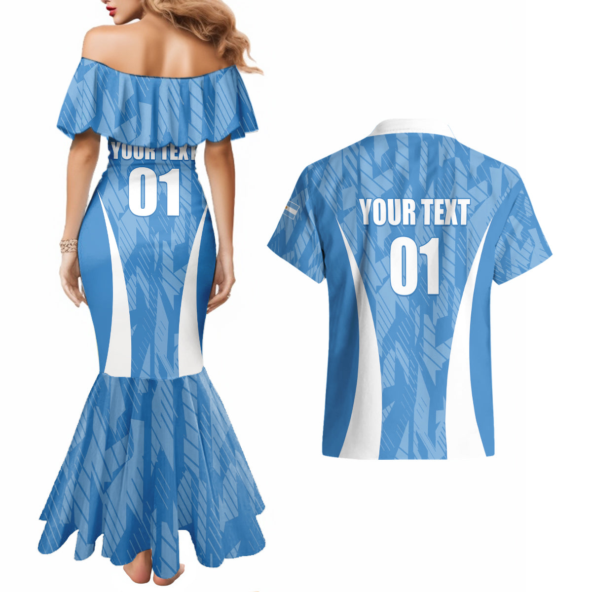Personalized Argentina 2024 Couples Matching Mermaid Dress and Hawaiian Shirt Vamos La Albiceleste Campeon - Wonder Print Shop