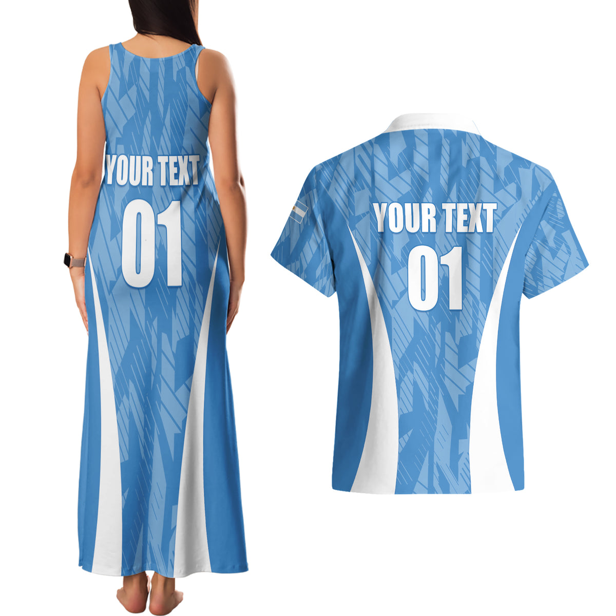 Personalized Argentina 2024 Couples Matching Tank Maxi Dress and Hawaiian Shirt Vamos La Albiceleste Campeon - Wonder Print Shop