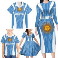 Personalized Argentina 2024 Family Matching Long Sleeve Bodycon Dress and Hawaiian Shirt Vamos La Albiceleste Campeon - Wonder Print Shop