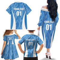 Personalized Argentina 2024 Family Matching Off The Shoulder Long Sleeve Dress and Hawaiian Shirt Vamos La Albiceleste Campeon - Wonder Print Shop