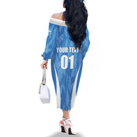 Personalized Argentina 2024 Family Matching Off The Shoulder Long Sleeve Dress and Hawaiian Shirt Vamos La Albiceleste Campeon - Wonder Print Shop