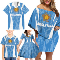 Personalized Argentina 2024 Family Matching Off Shoulder Short Dress and Hawaiian Shirt Vamos La Albiceleste Campeon - Wonder Print Shop